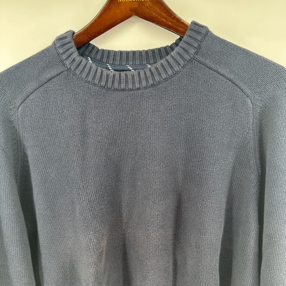 Lands End Drifter Sweater Mens XL Navy Blue Cotton Crewneck Knit Raglan Sleeve - Picture 7 of 9